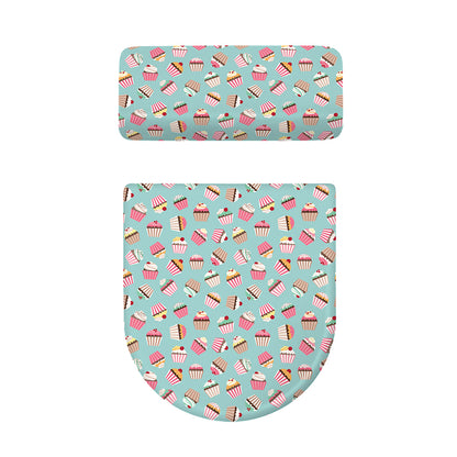 Pastel Cupcake Pattern Print Toilet Lid And Tank Cover Set