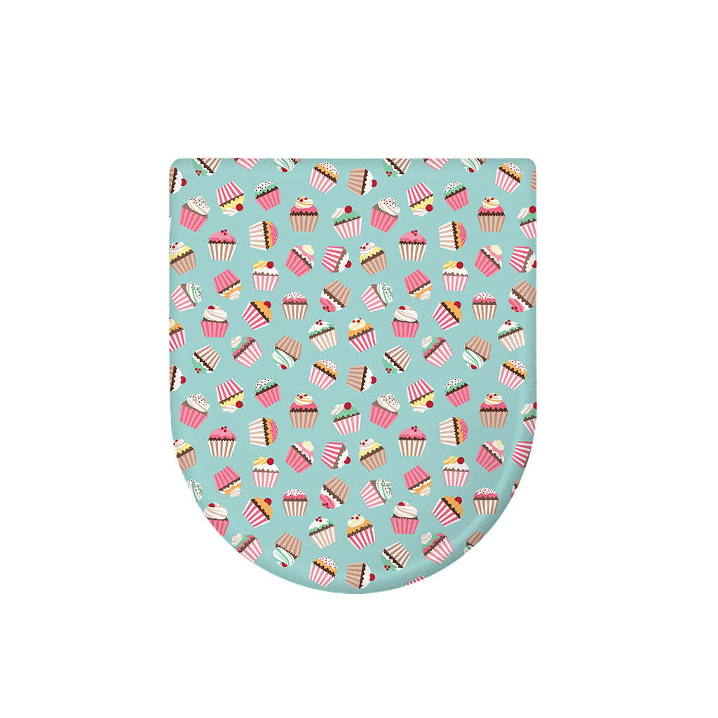 Pastel Cupcake Pattern Print Toilet Lid Cover