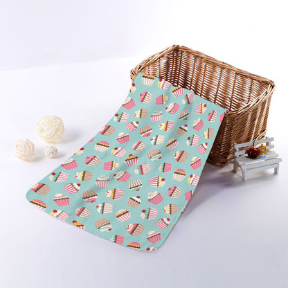 Pastel Cupcake Pattern Print Towel