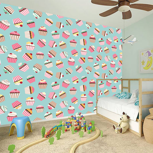 Pastel Cupcake Pattern Print Wall Sticker