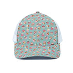 Pastel Cupcake Pattern Print White Mesh Trucker Cap