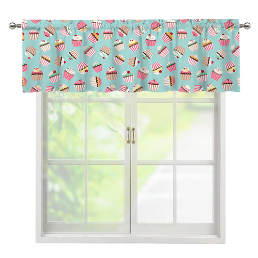 Pastel Cupcake Pattern Print Window Valance