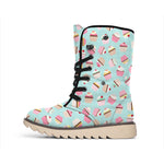 Pastel Cupcake Pattern Print Winter Boots