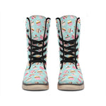 Pastel Cupcake Pattern Print Winter Boots