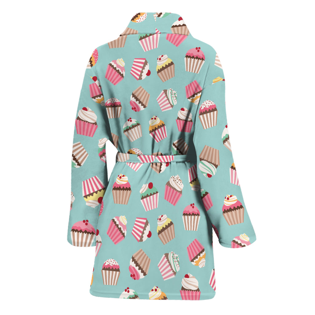 Pastel Cupcake Pattern Print Women's Bathrobe