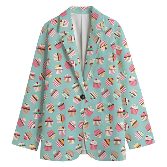 Pastel Cupcake Pattern Print Women's Blazer