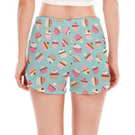 Pastel Cupcake Pattern Print Women's Split Running Shorts