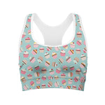 Pastel Cupcake Pattern Print Women's Sports Bra