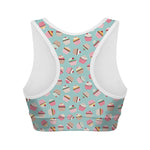 Pastel Cupcake Pattern Print Women's Sports Bra