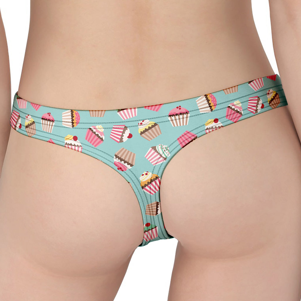 Pastel Cupcake Pattern Print Women's Thong