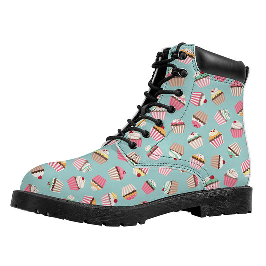 Pastel Cupcake Pattern Print Work Boots
