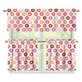 Pastel Donut Pattern Print 3 Piece Kitchen Curtains
