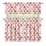 Pastel Donut Pattern Print 3 Piece Kitchen Curtains