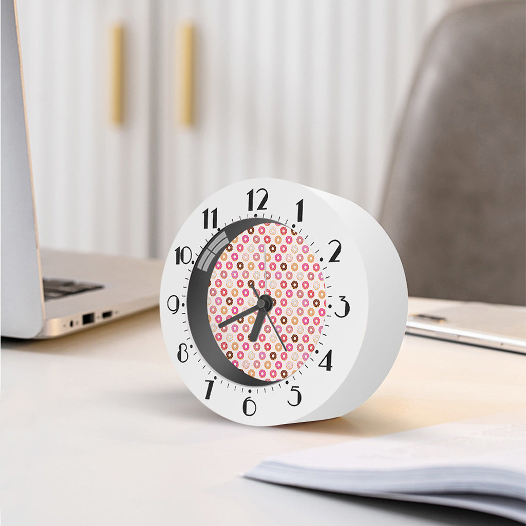 Pastel Donut Pattern Print Alarm Clock