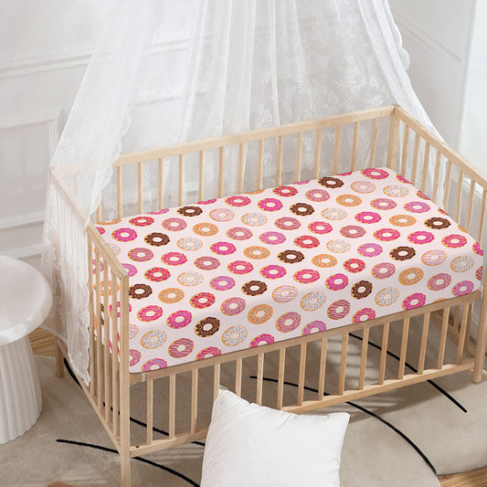 Pastel Donut Pattern Print Baby Crib Sheet