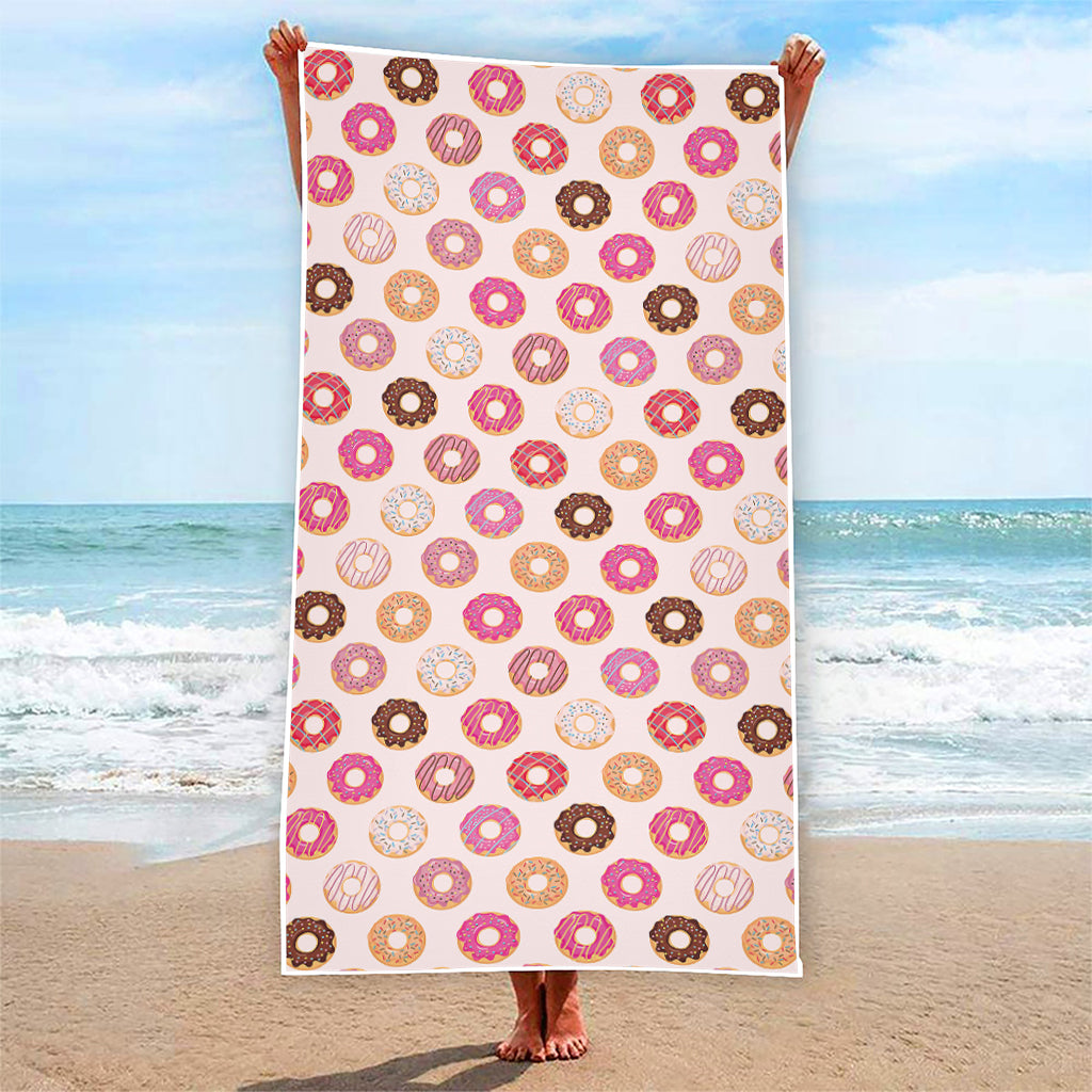 Pastel Donut Pattern Print Beach Towel