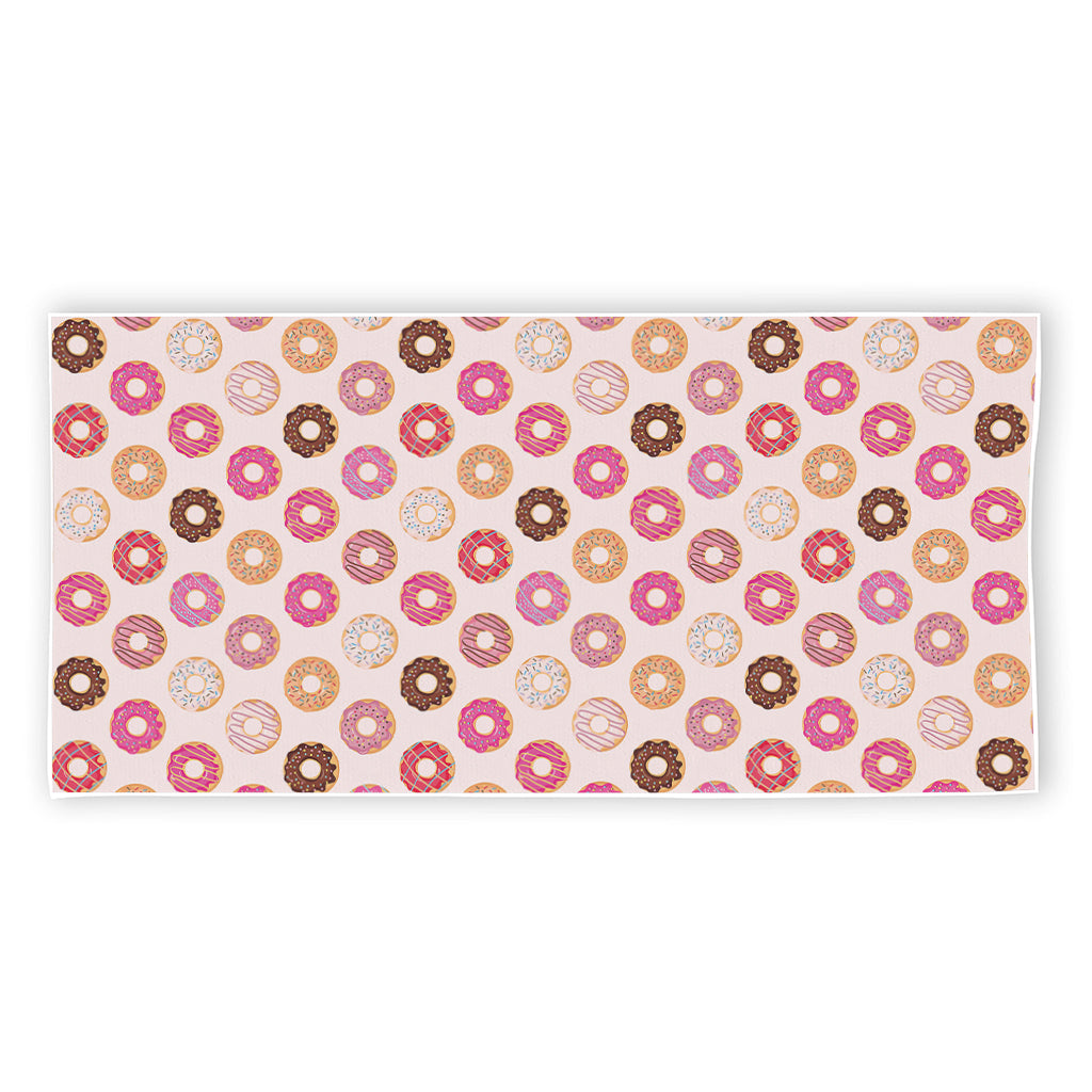 Pastel Donut Pattern Print Beach Towel