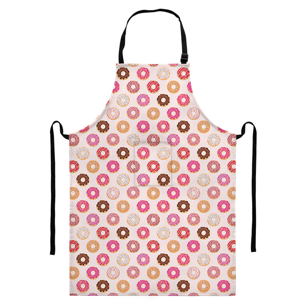 Pastel Donut Pattern Print Bib Apron With Pocket