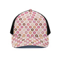 Pastel Donut Pattern Print Black Mesh Trucker Hat