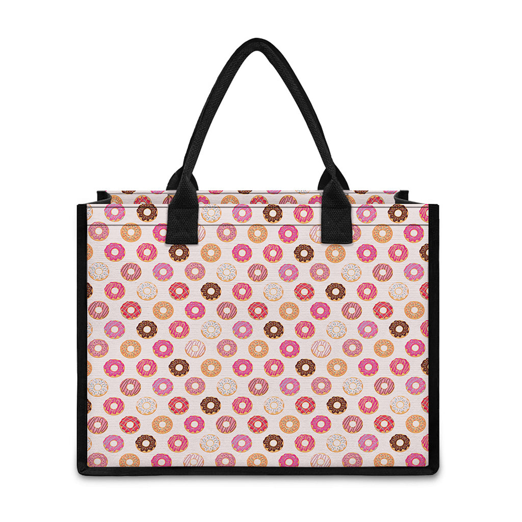 Pastel Donut Pattern Print Canvas Tote Bag