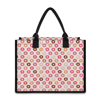 Pastel Donut Pattern Print Canvas Tote Bag