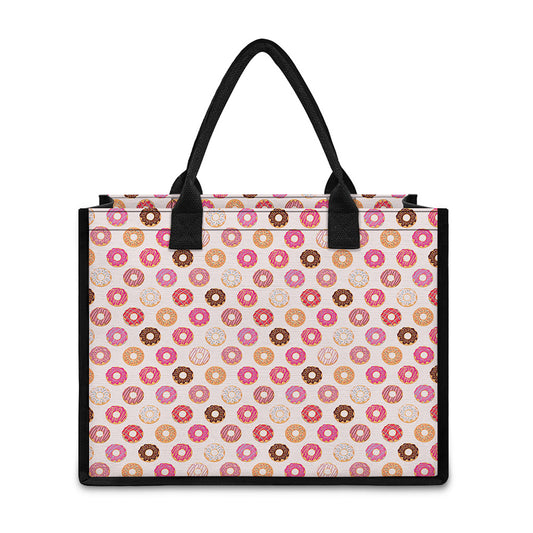 Pastel Donut Pattern Print Canvas Tote Bag