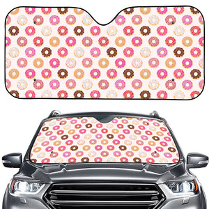 Pastel Donut Pattern Print Car Windshield Sun Shade