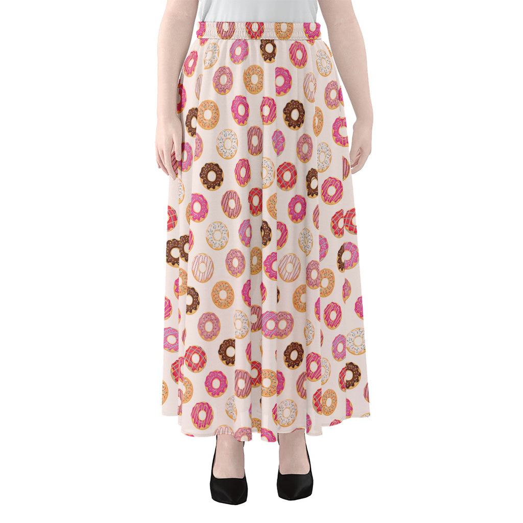 Pastel Donut Pattern Print Chiffon Maxi Skirt