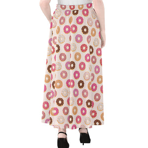 Pastel Donut Pattern Print Chiffon Maxi Skirt