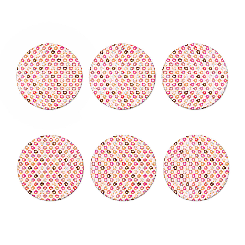 Pastel Donut Pattern Print Coaster Set
