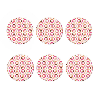 Pastel Donut Pattern Print Coaster Set