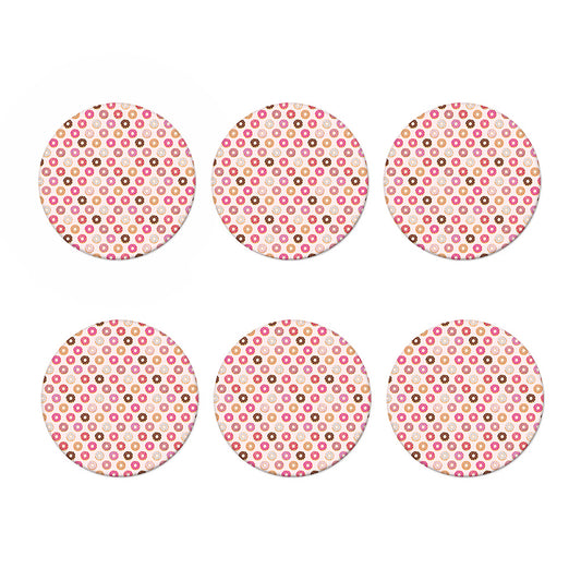 Pastel Donut Pattern Print Coaster Set