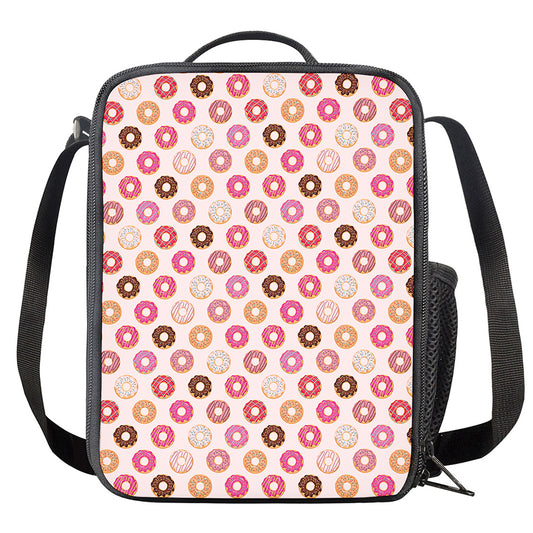 Pastel Donut Pattern Print Crossbody Lunch Bag