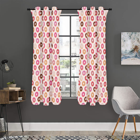 Pastel Donut Pattern Print Curtain