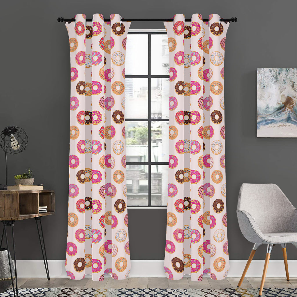 Pastel Donut Pattern Print Curtain