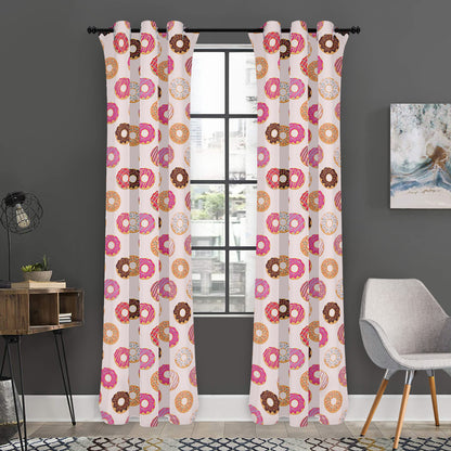 Pastel Donut Pattern Print Curtain