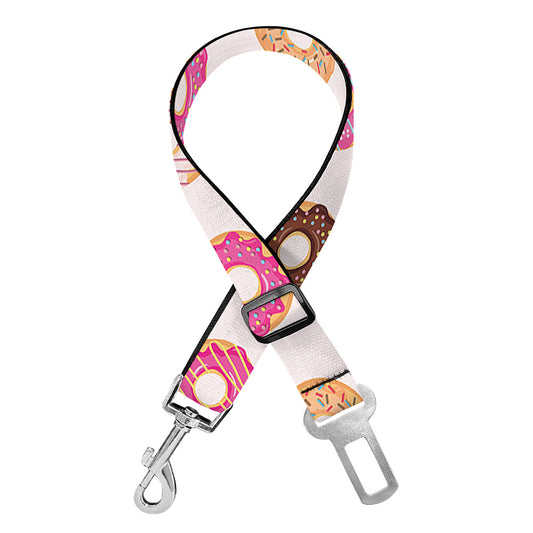 Pastel Donut Pattern Print Dog Seat Belt