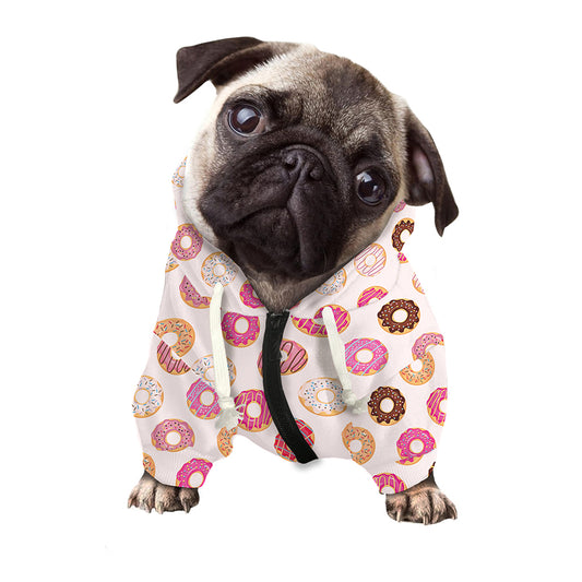 Pastel Donut Pattern Print Dog Zip Up Hoodie
