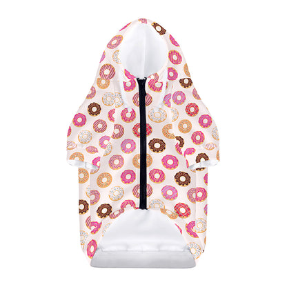 Pastel Donut Pattern Print Dog Zip Up Hoodie