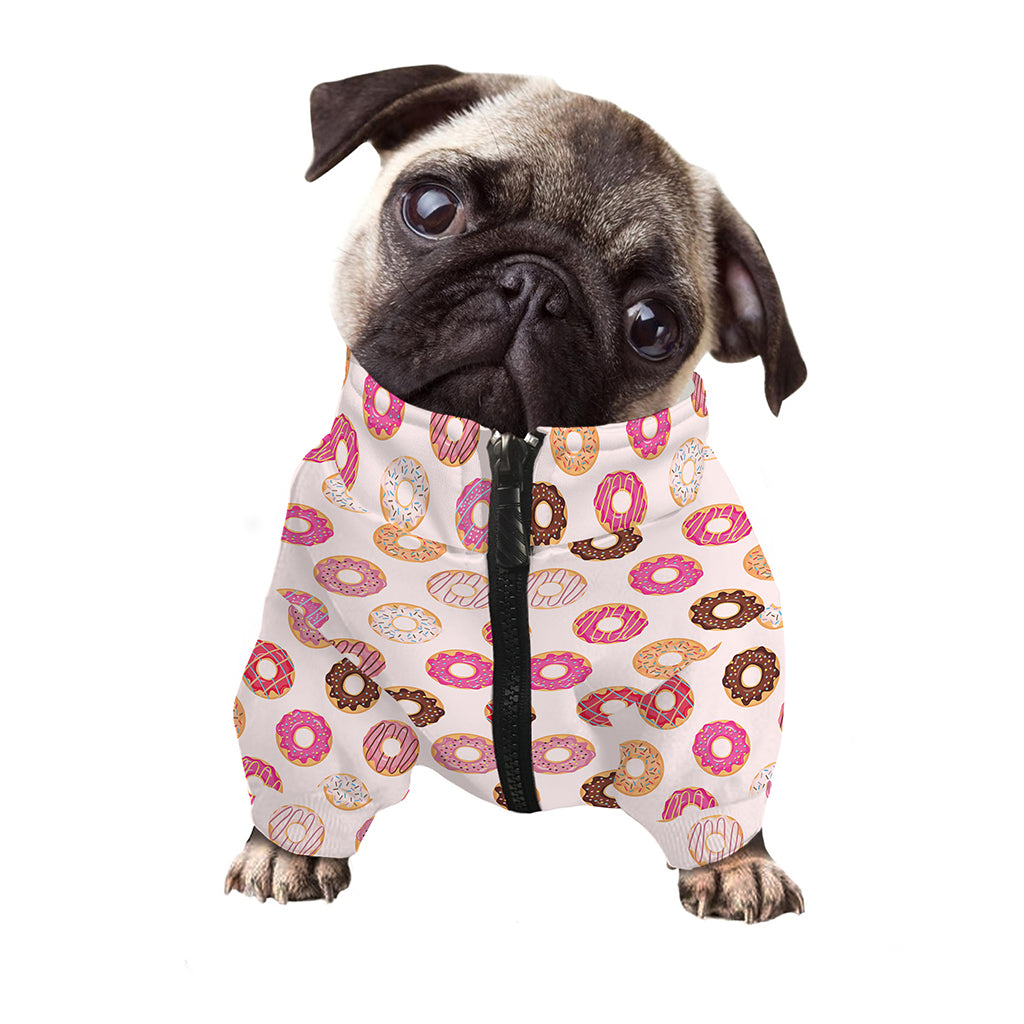 Pastel Donut Pattern Print Dog Zip Up Jacket