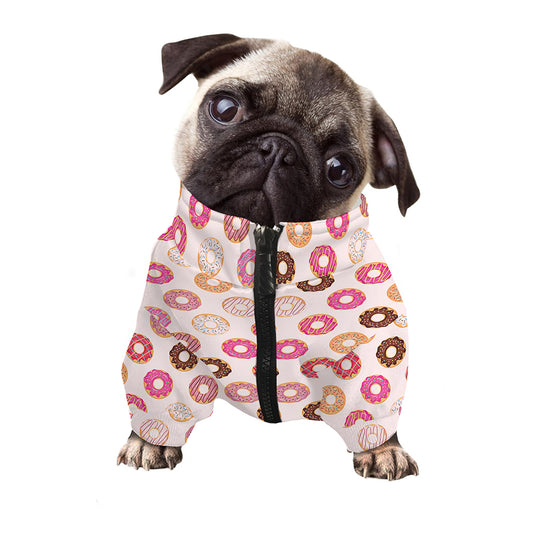 Pastel Donut Pattern Print Dog Zip Up Jacket