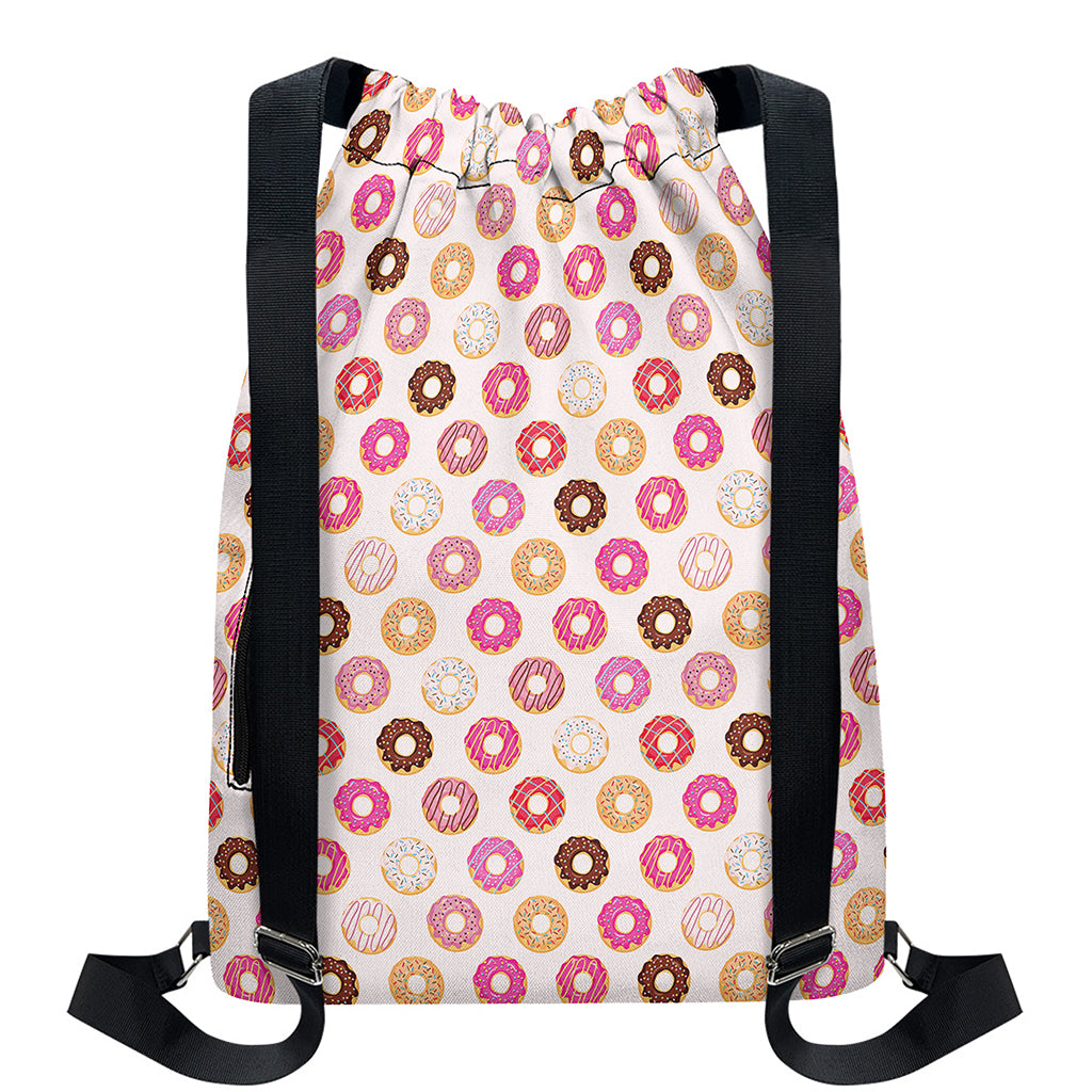 Pastel Donut Pattern Print Drawstring Backpack
