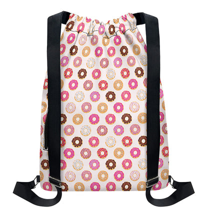 Pastel Donut Pattern Print Drawstring Backpack