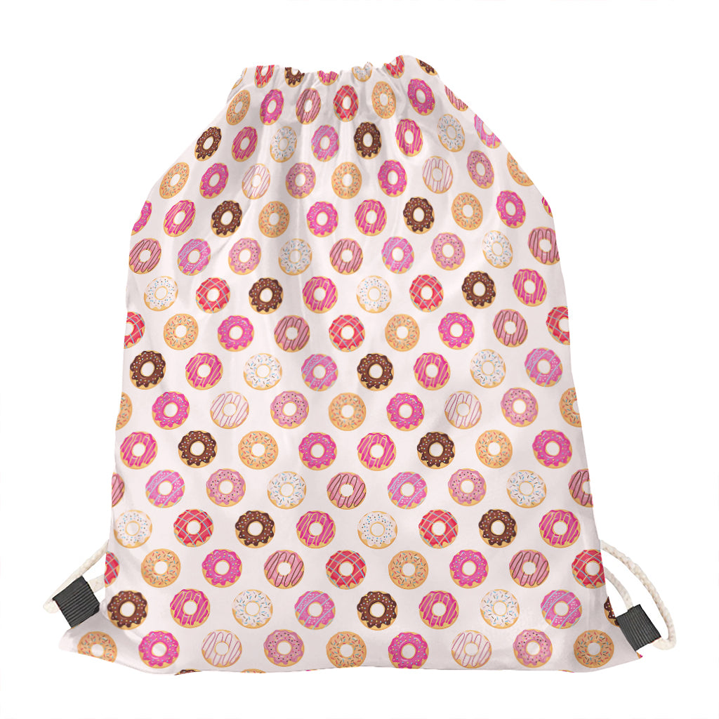 Pastel Donut Pattern Print Drawstring Bag