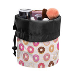 Pastel Donut Pattern Print Drawstring Makeup Bag