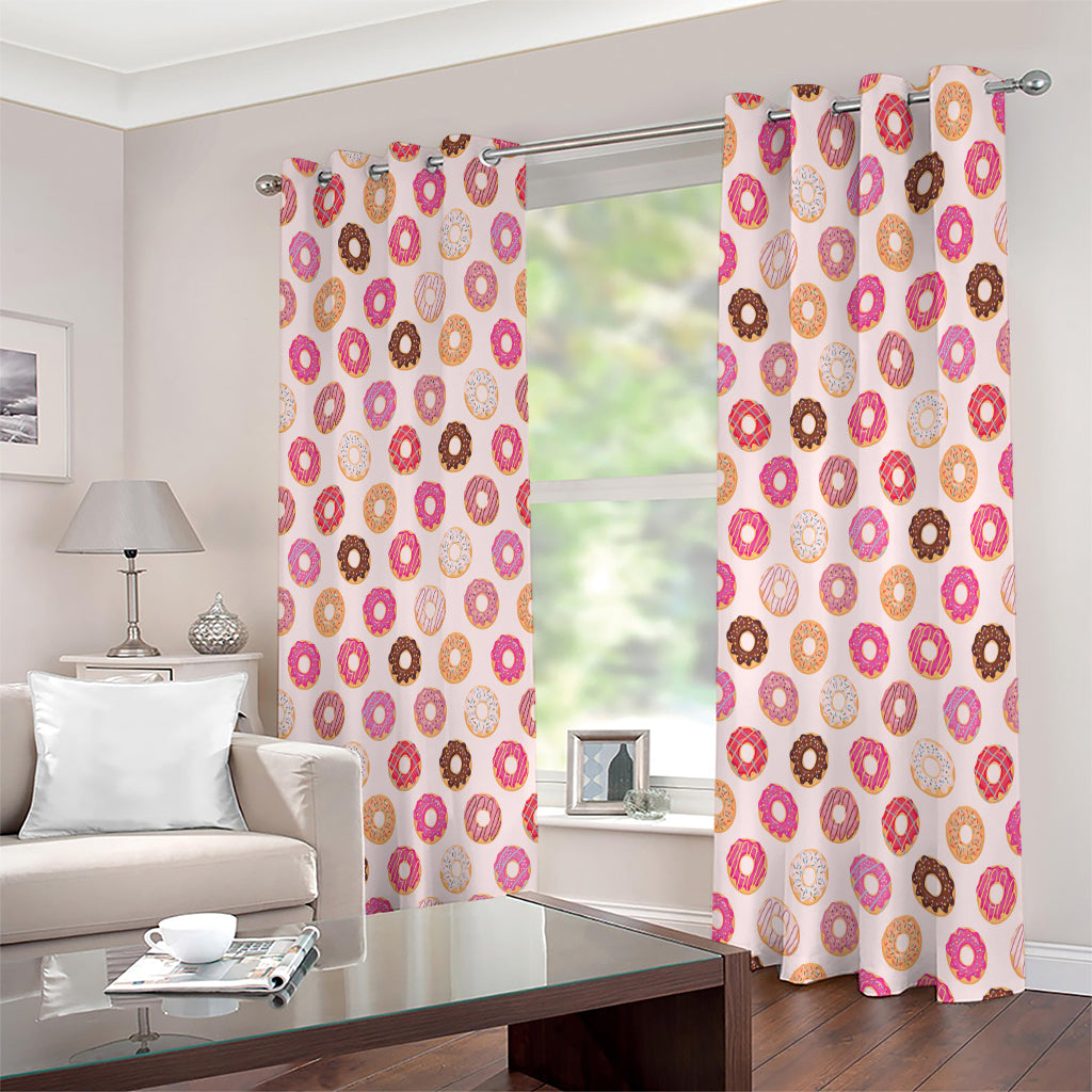 Pastel Donut Pattern Print Extra Wide Grommet Curtains