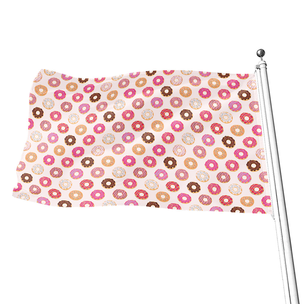 Pastel Donut Pattern Print Flag