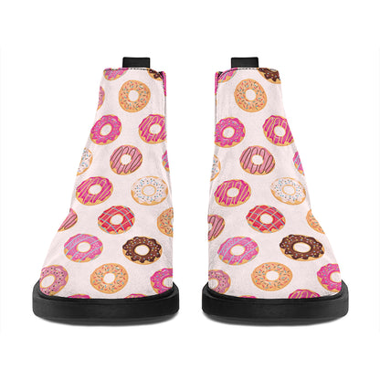 Pastel Donut Pattern Print Flat Ankle Boots