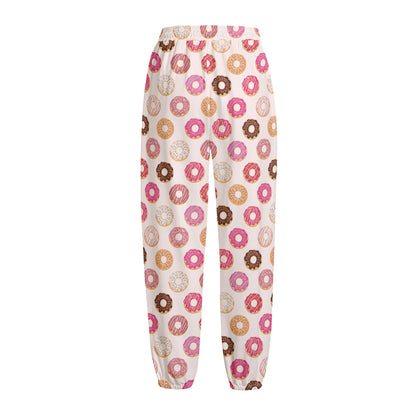 Pastel Donut Pattern Print Fleece Lined Knit Pants