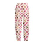 Pastel Donut Pattern Print Fleece Lined Knit Pants